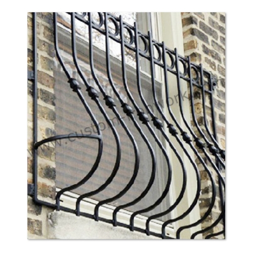 Classic handmade wrought iron custom window grill