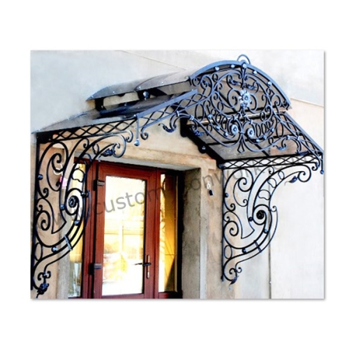 Stunning workmanship hand forged iron door top custom awning