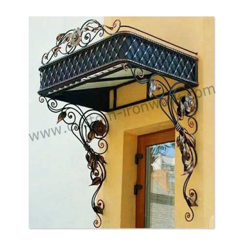 Ancient style hand forged iron door top decorative canopy