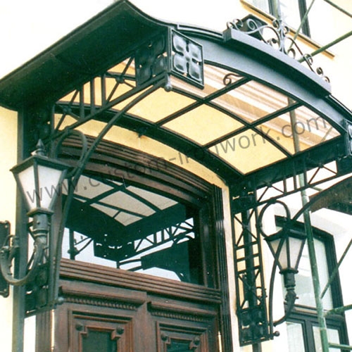 Excellent construction weatherproof wrought iron entrance awning