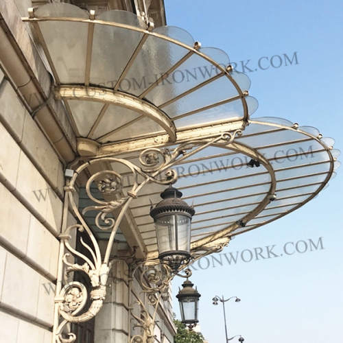 Elegant style hand forged iron custom entry awning