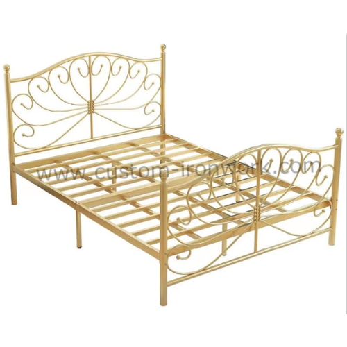 Golden color hand forged iron rustproof custom bed