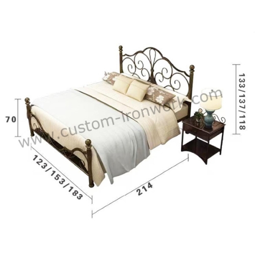 European style wrought iron custom design bed frame