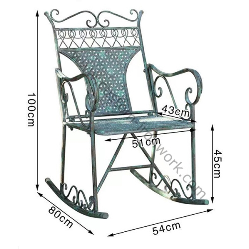 Antique style hand welded wrought iron rocking chair