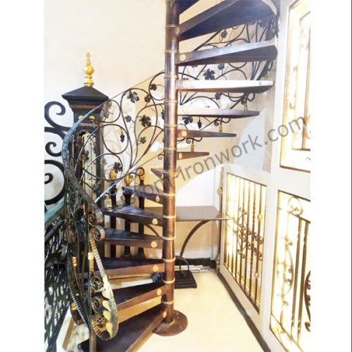 Stunning wrought iron custom indoor spiral staircase