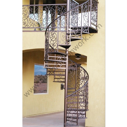 Hot dip galvanized weatherproof outside wrought iron spiral staircase
