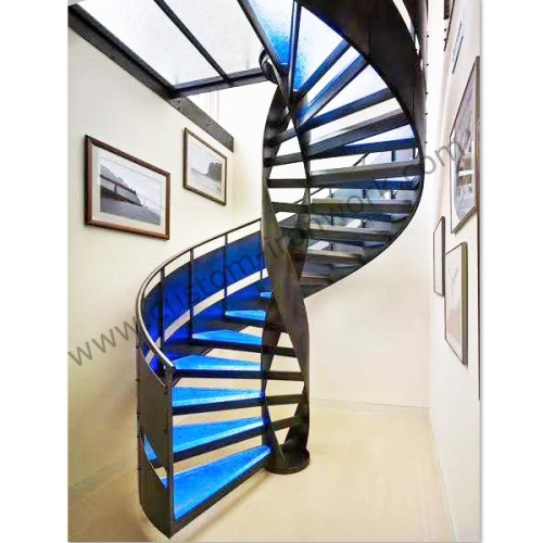 Modern fashion style custom steel indoor spiral staircase